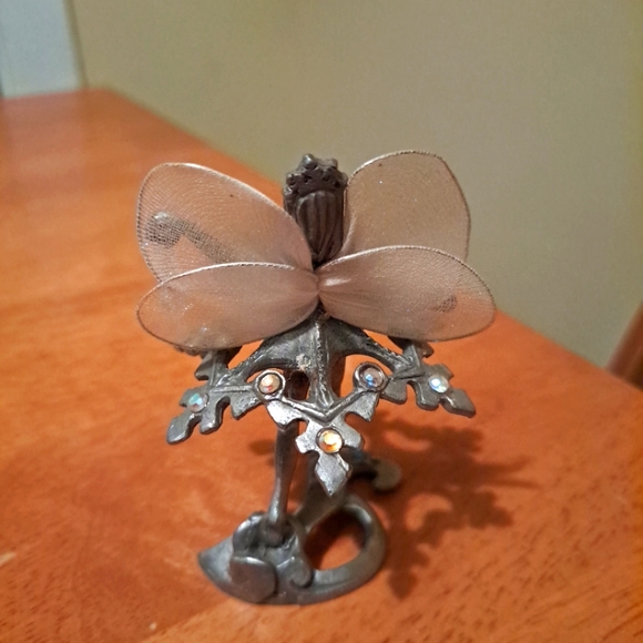 Pewter Fairy Figure Snowflake Crystal Fae Mystical Forest Fantasy Sunglo - Picture 2 of 7